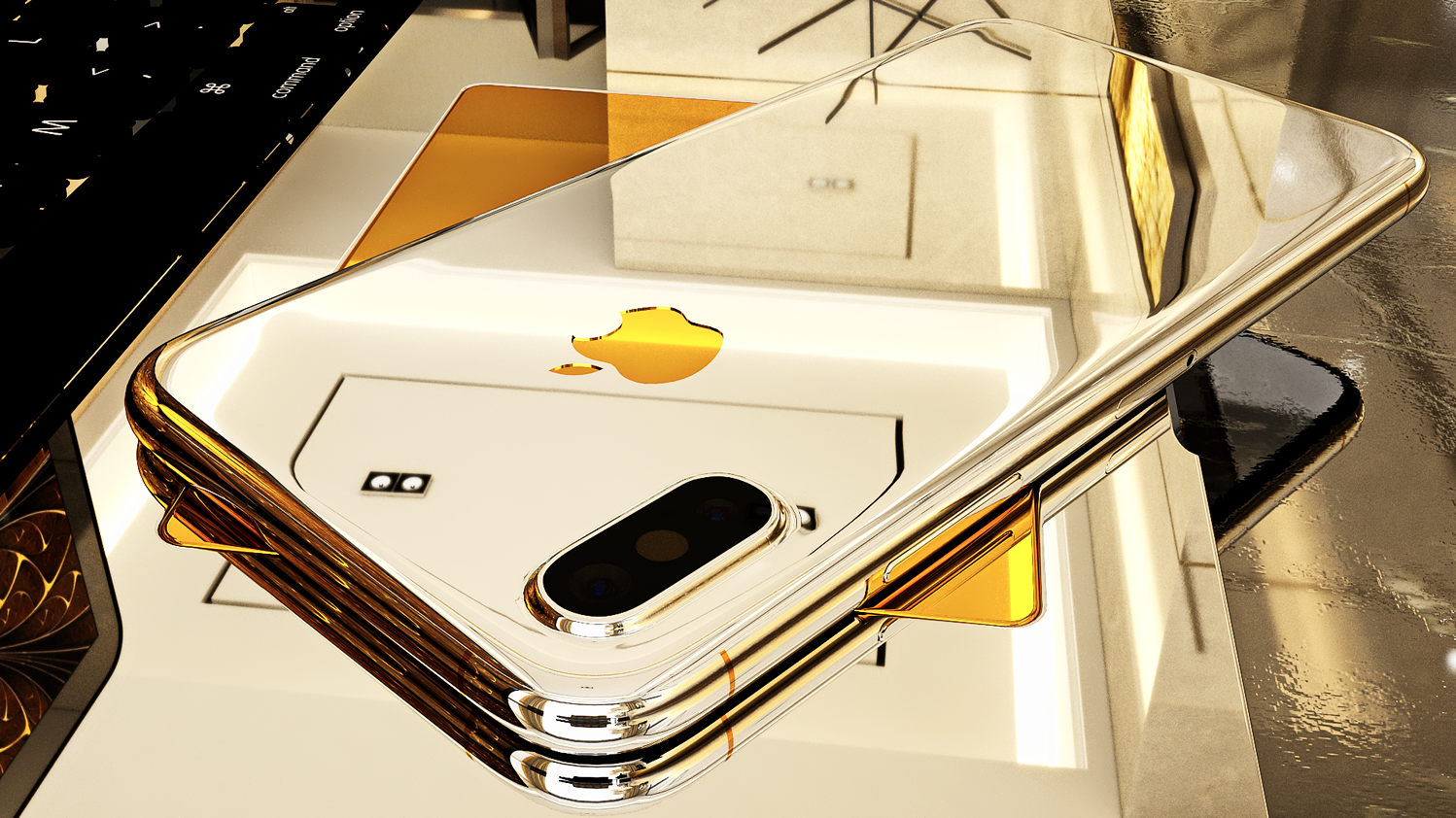 iPhone Xs Gold 24k Белое Золото 999 пробы шикарный
